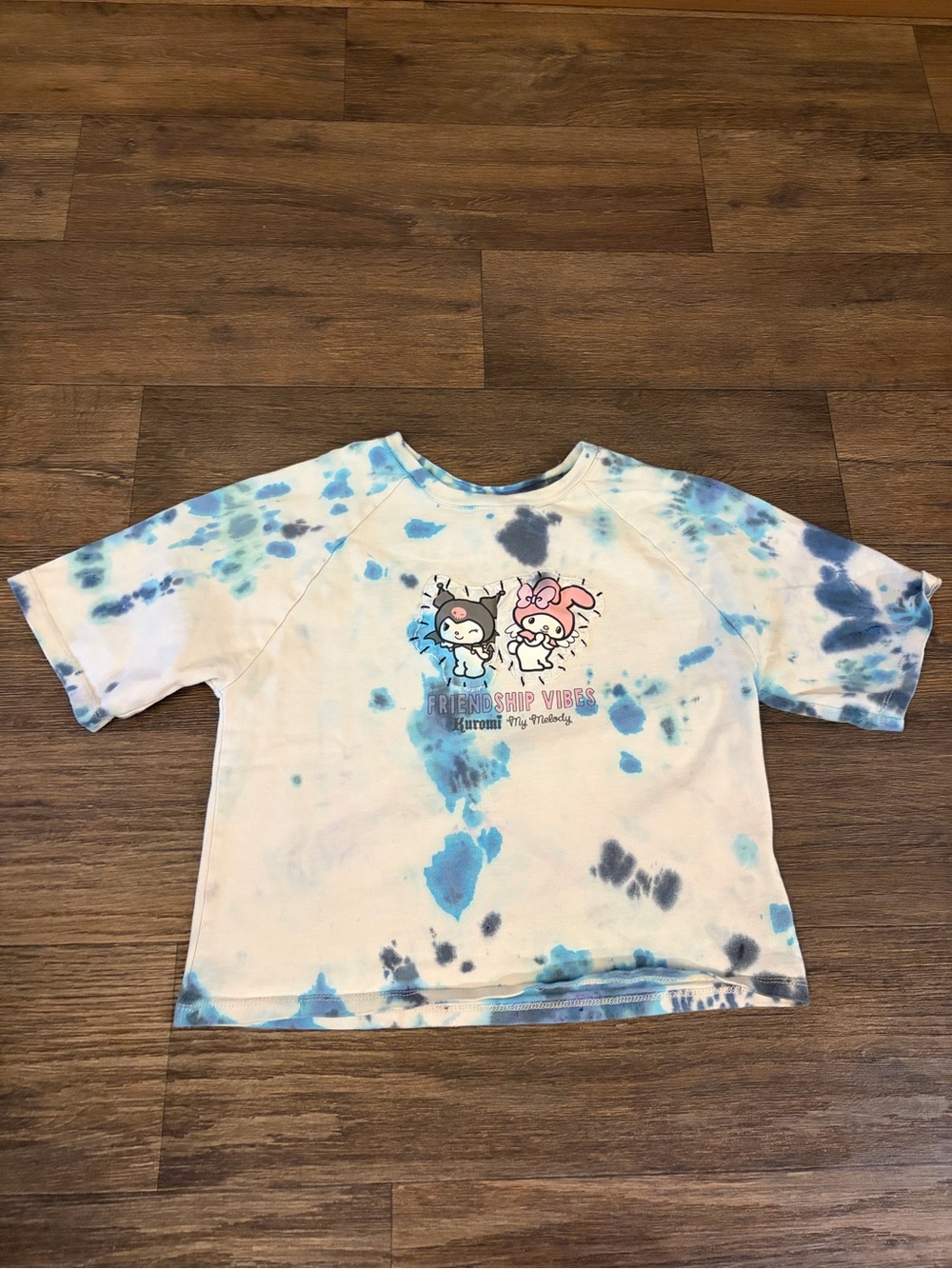 Zara Kids Cropped Tie Dye “Friendship Vibes" Tee Sanrio Kuromi & My Melody 13-14